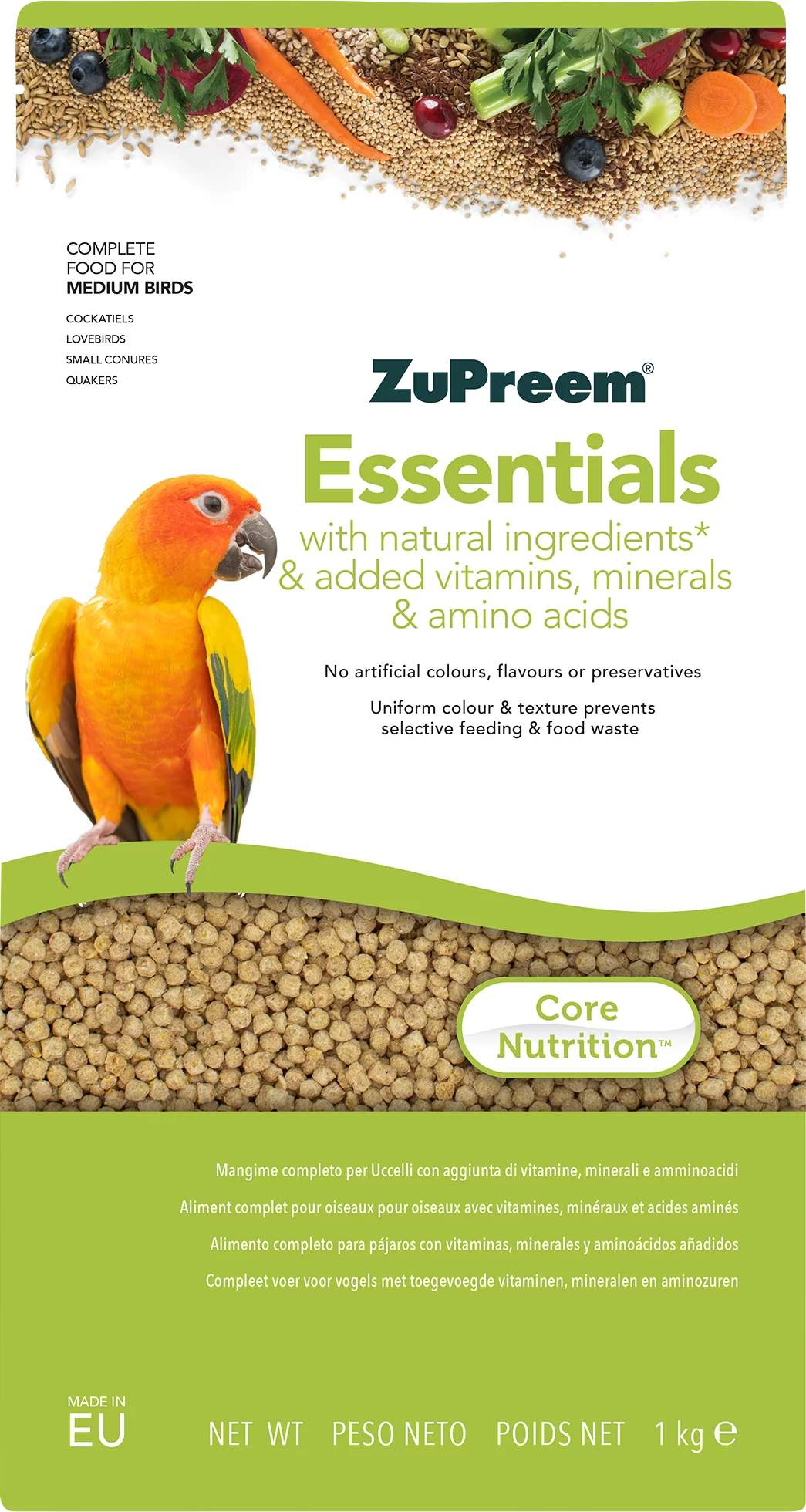ZuPreem Essentials Medium 7,5 kg kompletní krmivo pro malé a středně velké papoušky mimo chovnou sezónu