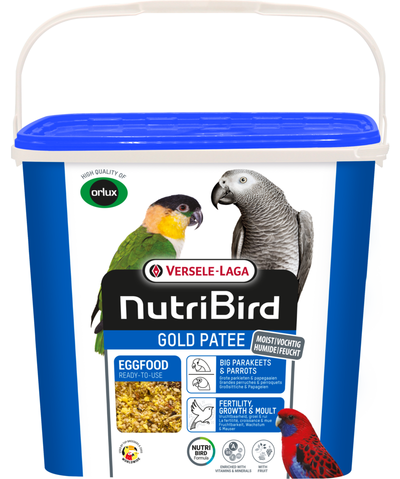 VERSELE-LAGA NutriBird GOLD PATEE vaječné krmivo vlhčené pro střední a velké papoušky se sušeným hmyzem, ovocem a medem 5 kg
